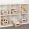 Summer Fabric Baskets for Organizing(6 pack) Collapsible Storage Baskets for Shelves, Closets, Laundry, Nursery, Decorative Baskets for Gifts Empty (White&Khaki, 11.8" x 7.8" x 5.1")